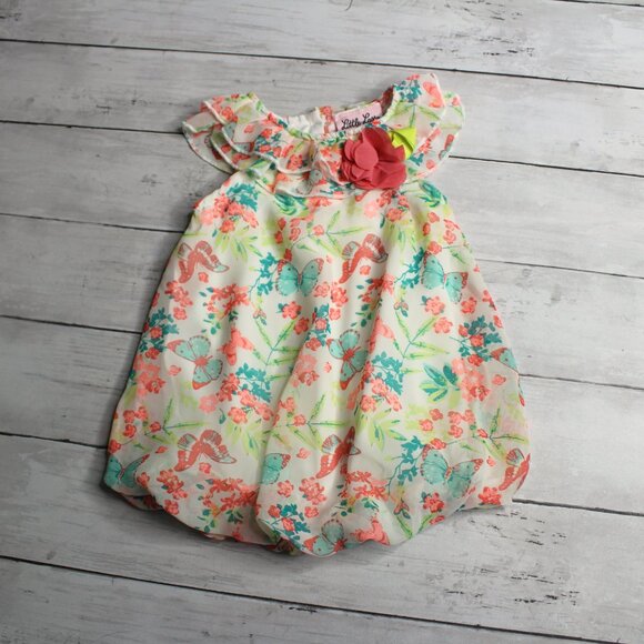 Little Lass Girl's Summer Bubble Romper Size 6-9 Months Floral - Picture 2 of 6